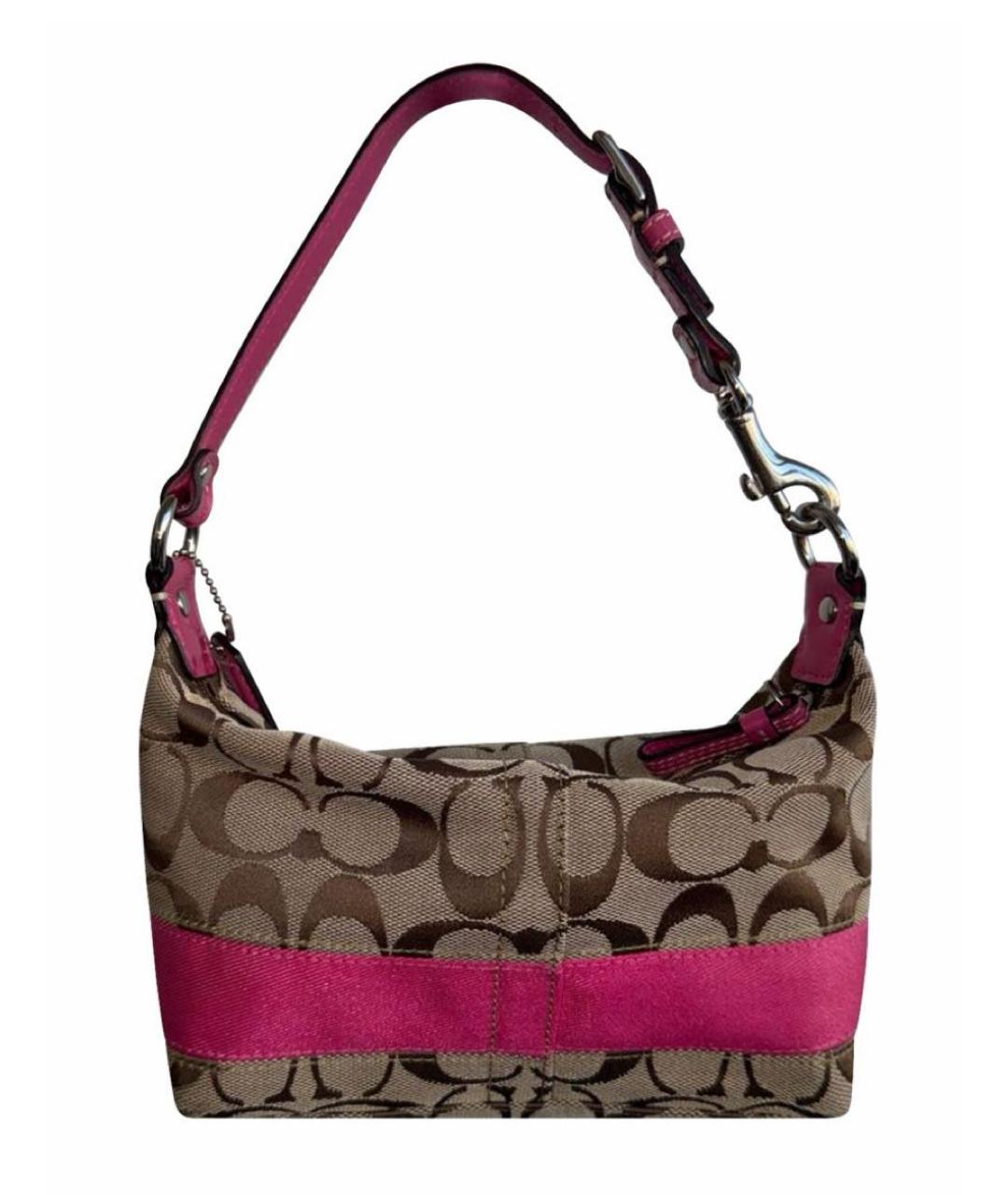 COACH Розовая тканевая сумка с короткими ручками, фото 9