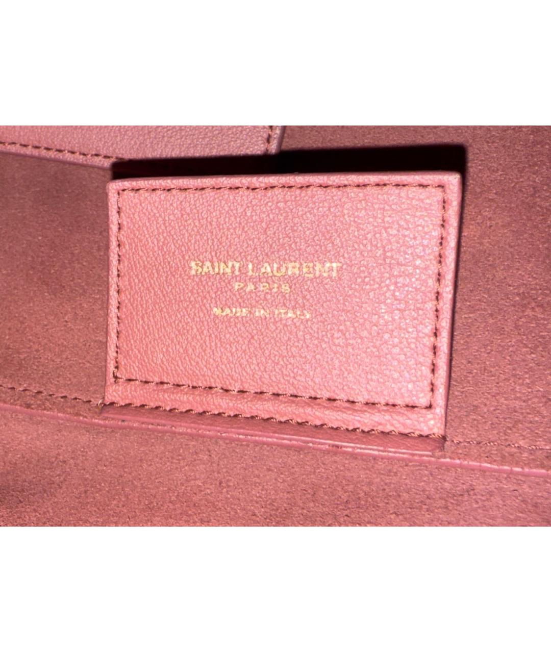 SAINT LAURENT Розовая кожаная сумка с короткими ручками, фото 6