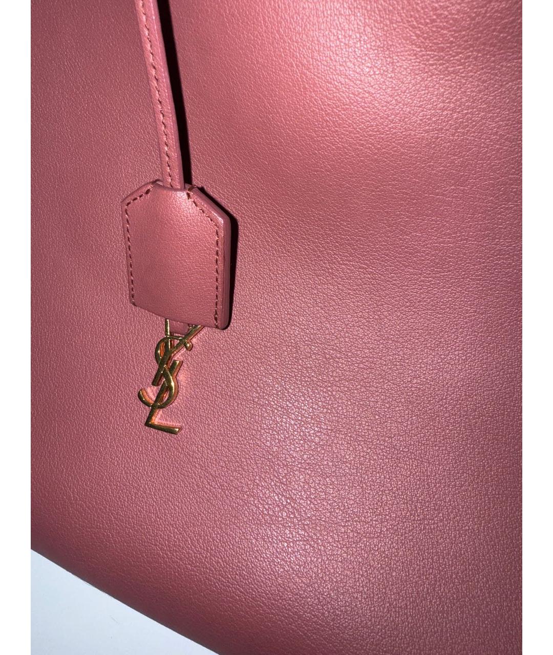 SAINT LAURENT Розовая кожаная сумка с короткими ручками, фото 5