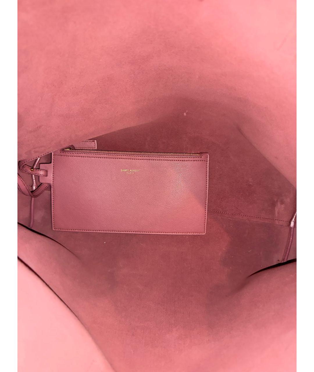 SAINT LAURENT Розовая кожаная сумка с короткими ручками, фото 4