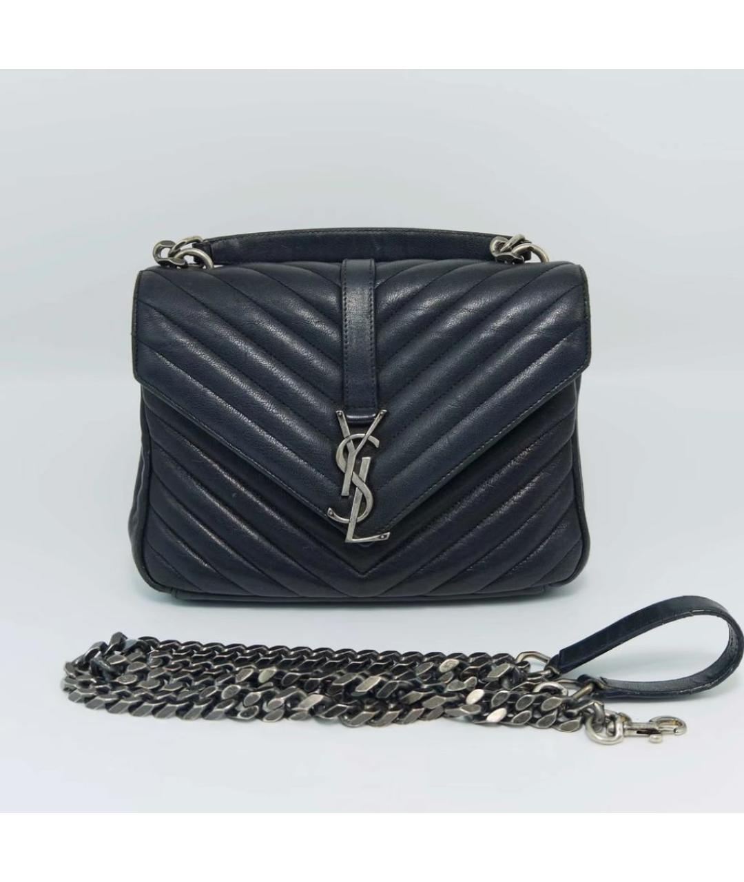 SAINT LAURENT Черная кожаная сумка через плечо, фото 2