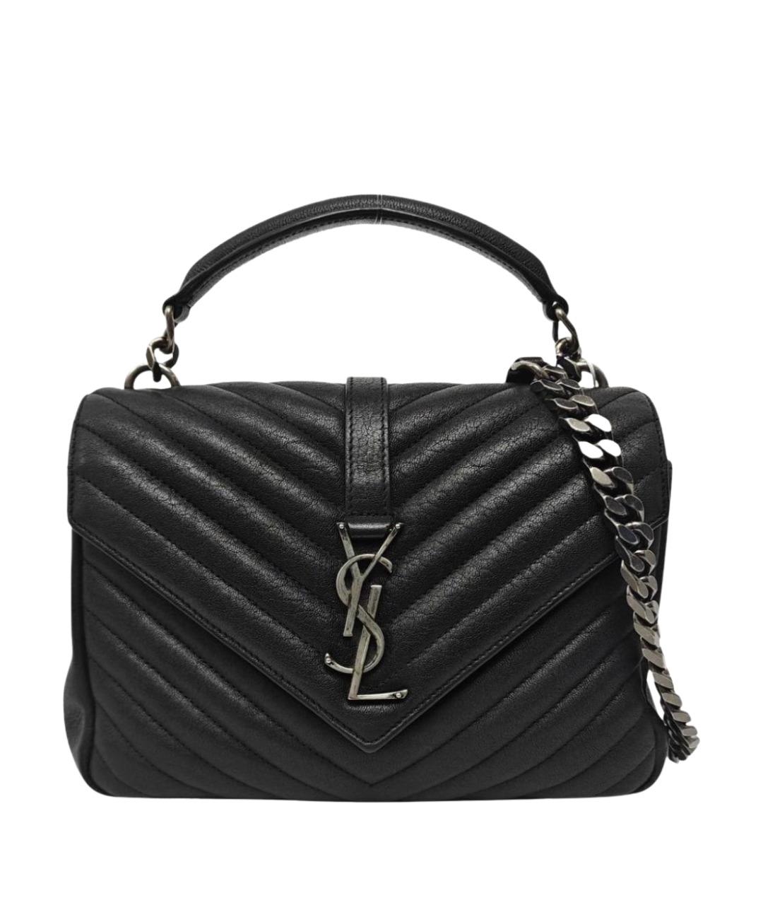 SAINT LAURENT Черная кожаная сумка через плечо, фото 1
