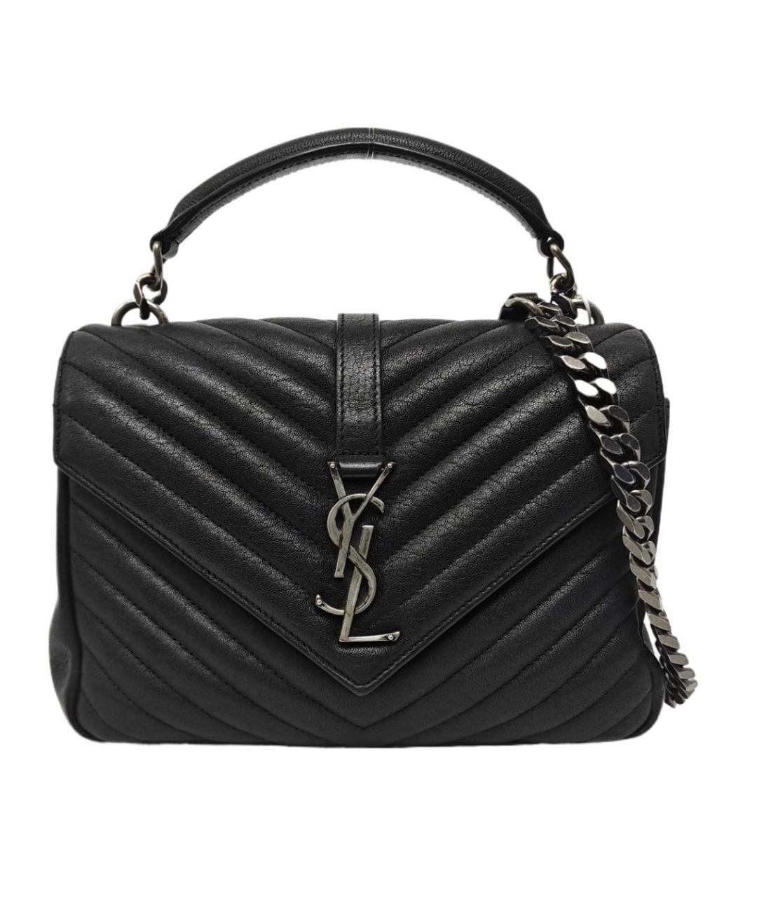 SAINT LAURENT Черная кожаная сумка через плечо, фото 5