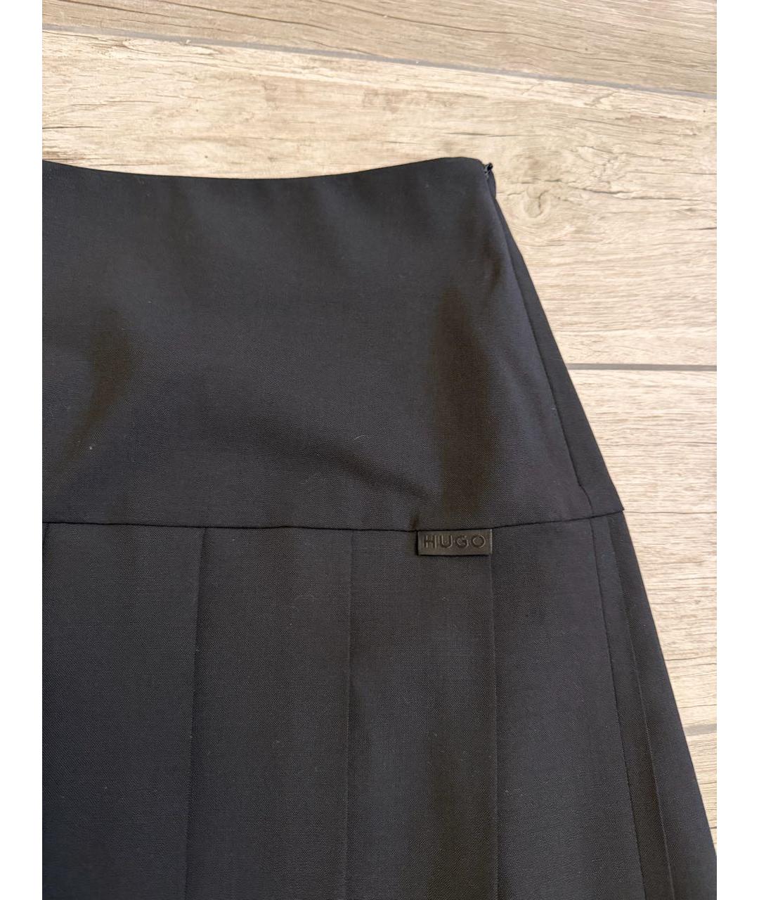 HUGO Черная хлопковая юбка мини, фото 4