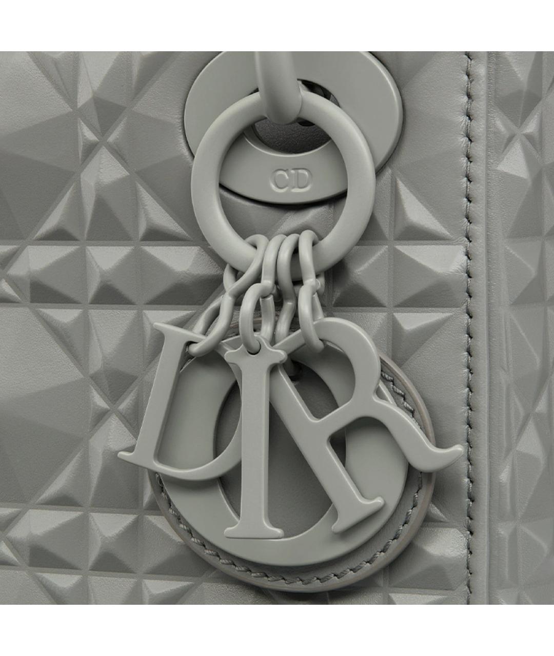 CHRISTIAN DIOR Серая кожаная сумка через плечо, фото 6