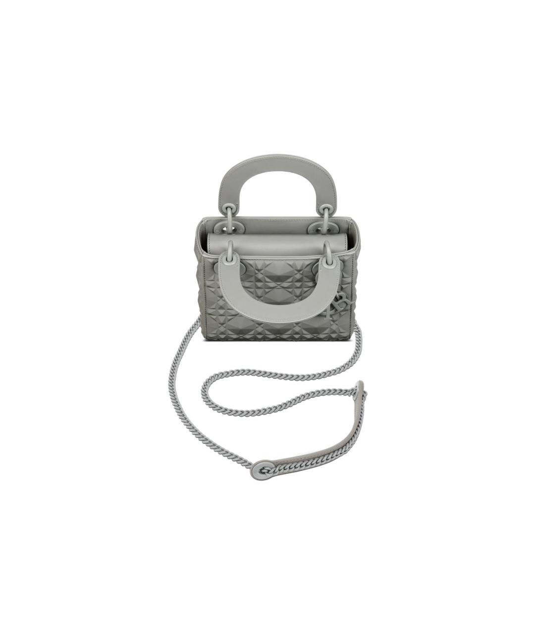 CHRISTIAN DIOR Серая кожаная сумка через плечо, фото 3