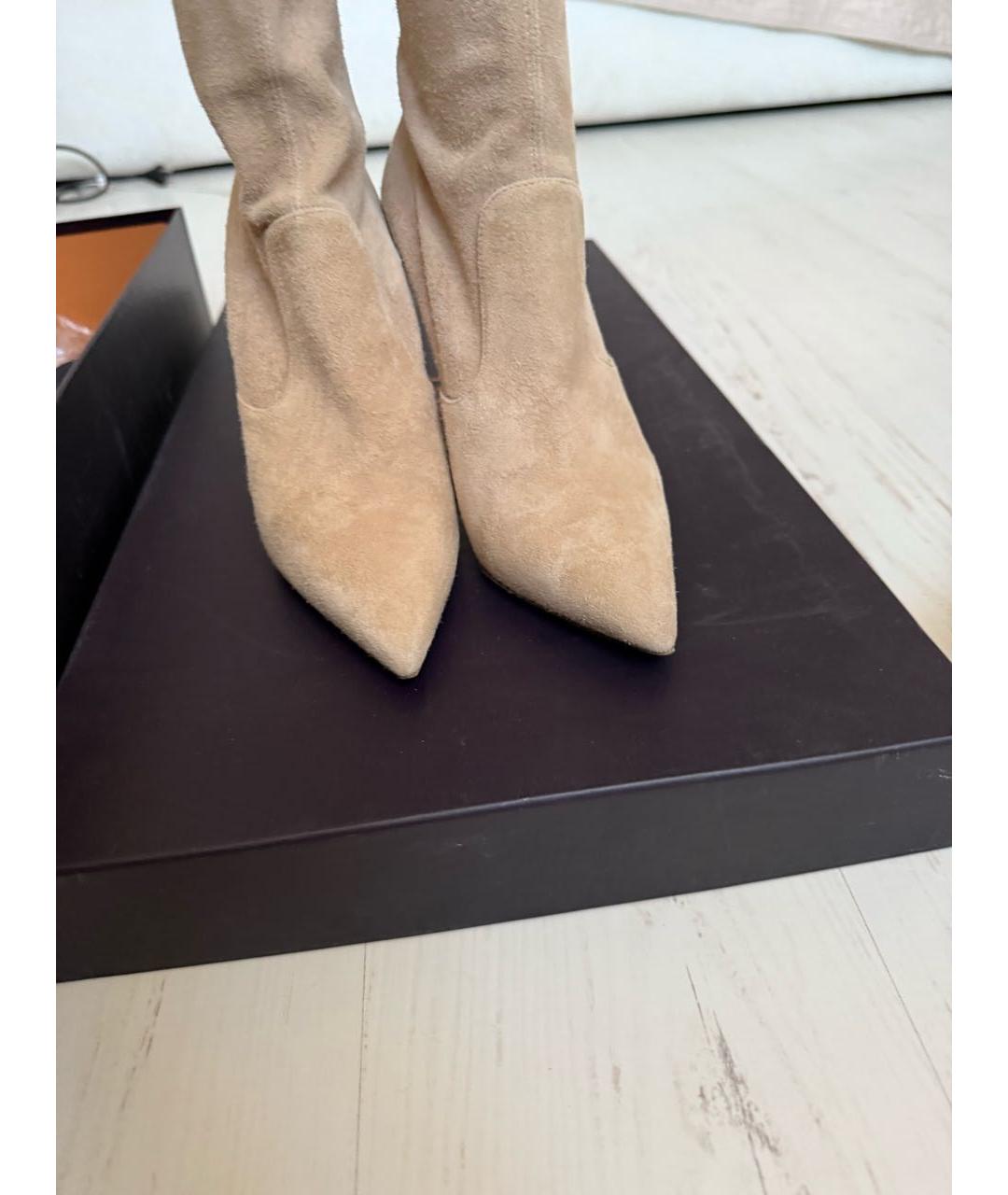LE SILLA Бежевые замшевые ботфорты, фото 4