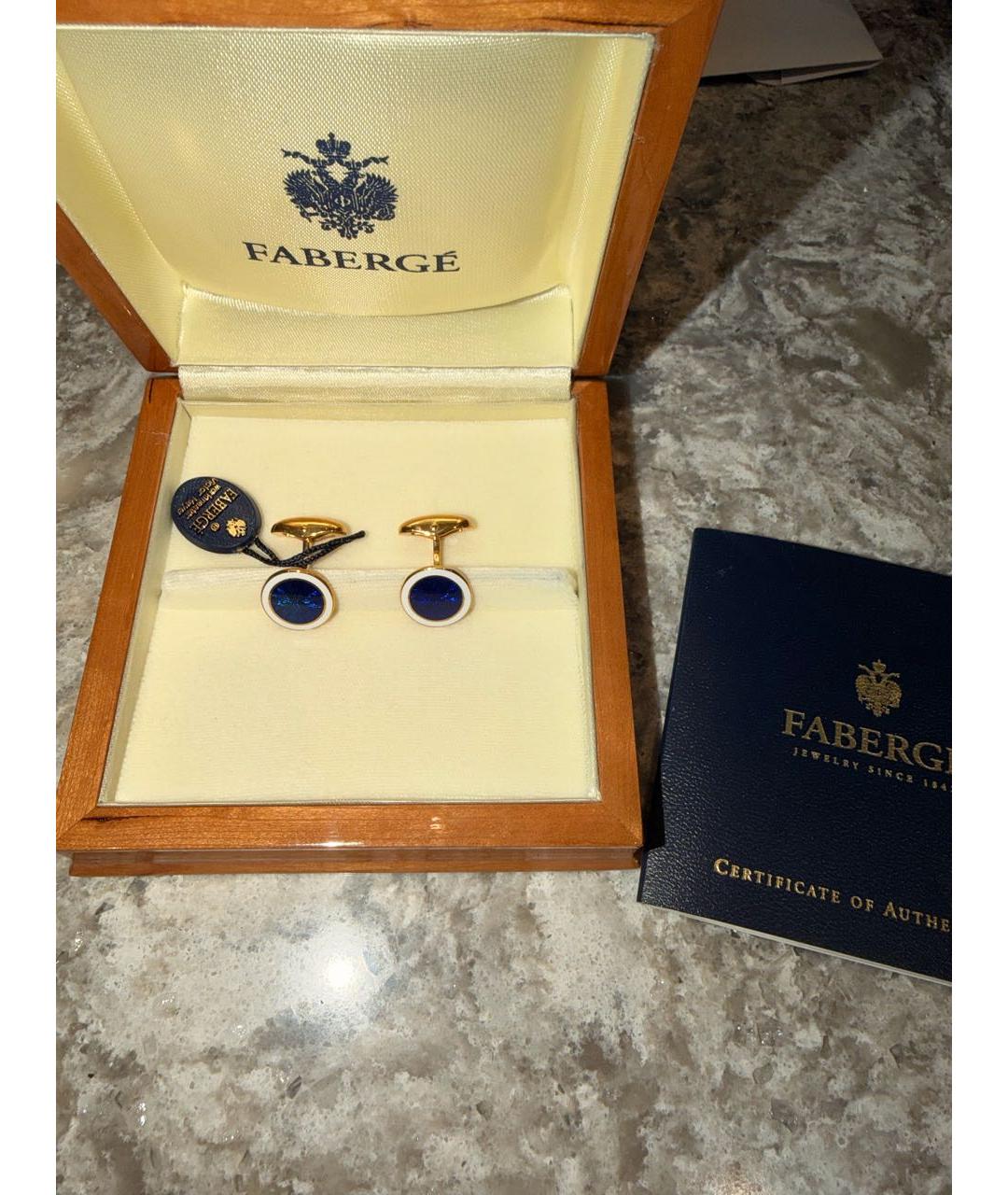 FABERGE Синие запонки из желтого золота, фото 4