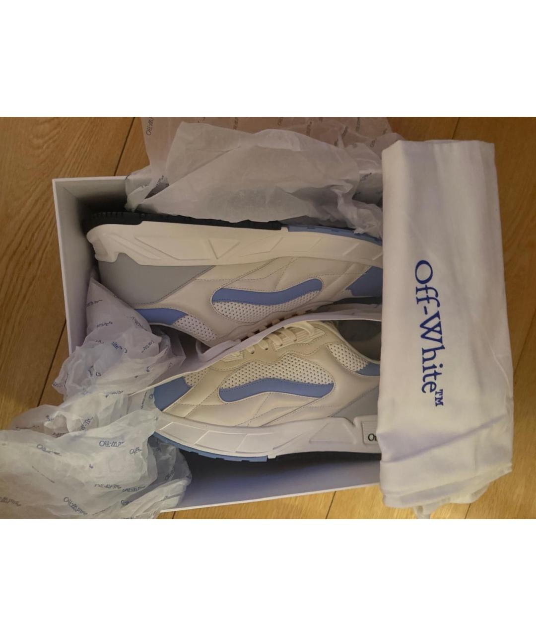 OFF-WHITE Бирюзовые кожаные низкие кроссовки / кеды, фото 7