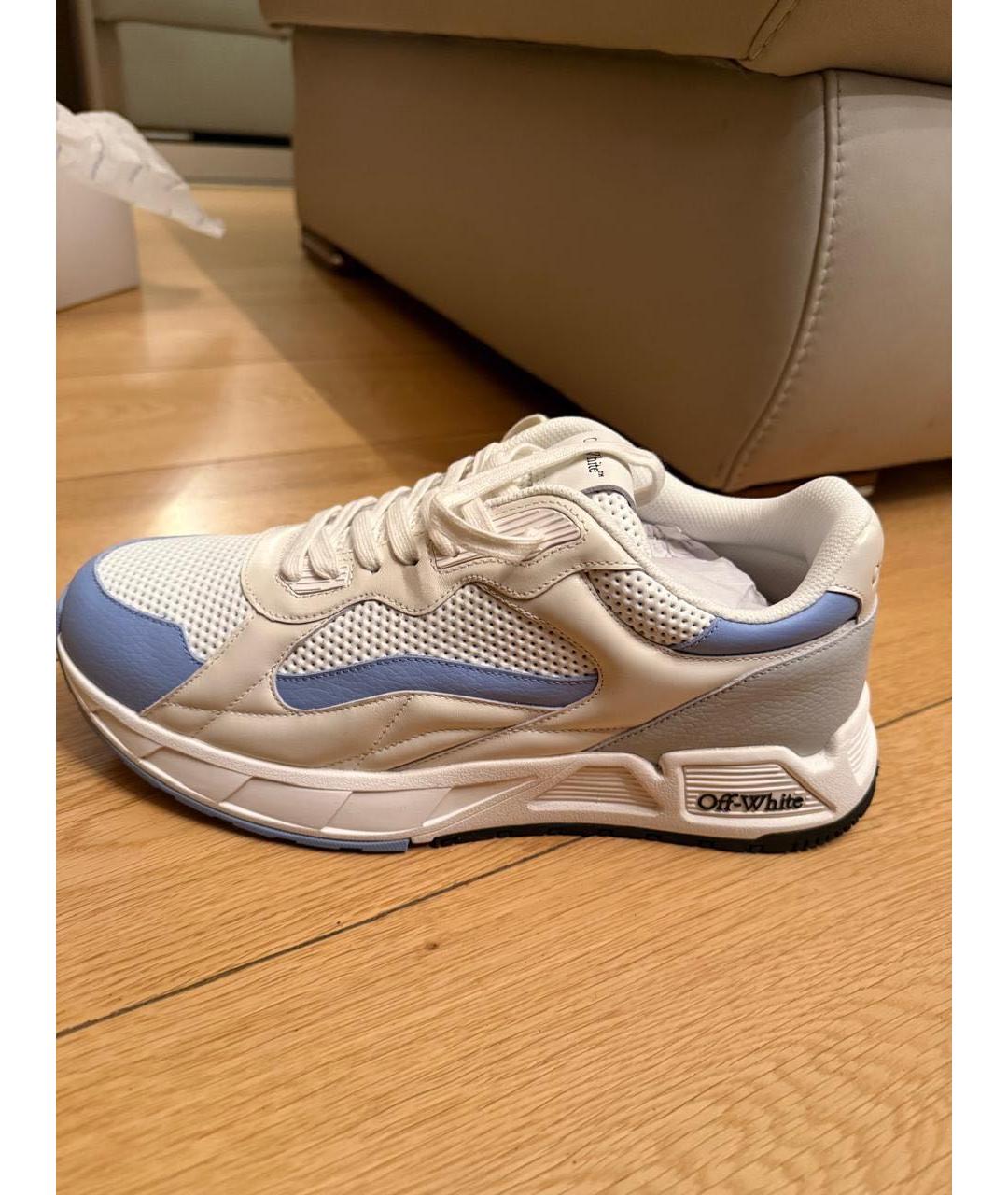 OFF-WHITE Бирюзовые кожаные низкие кроссовки / кеды, фото 9