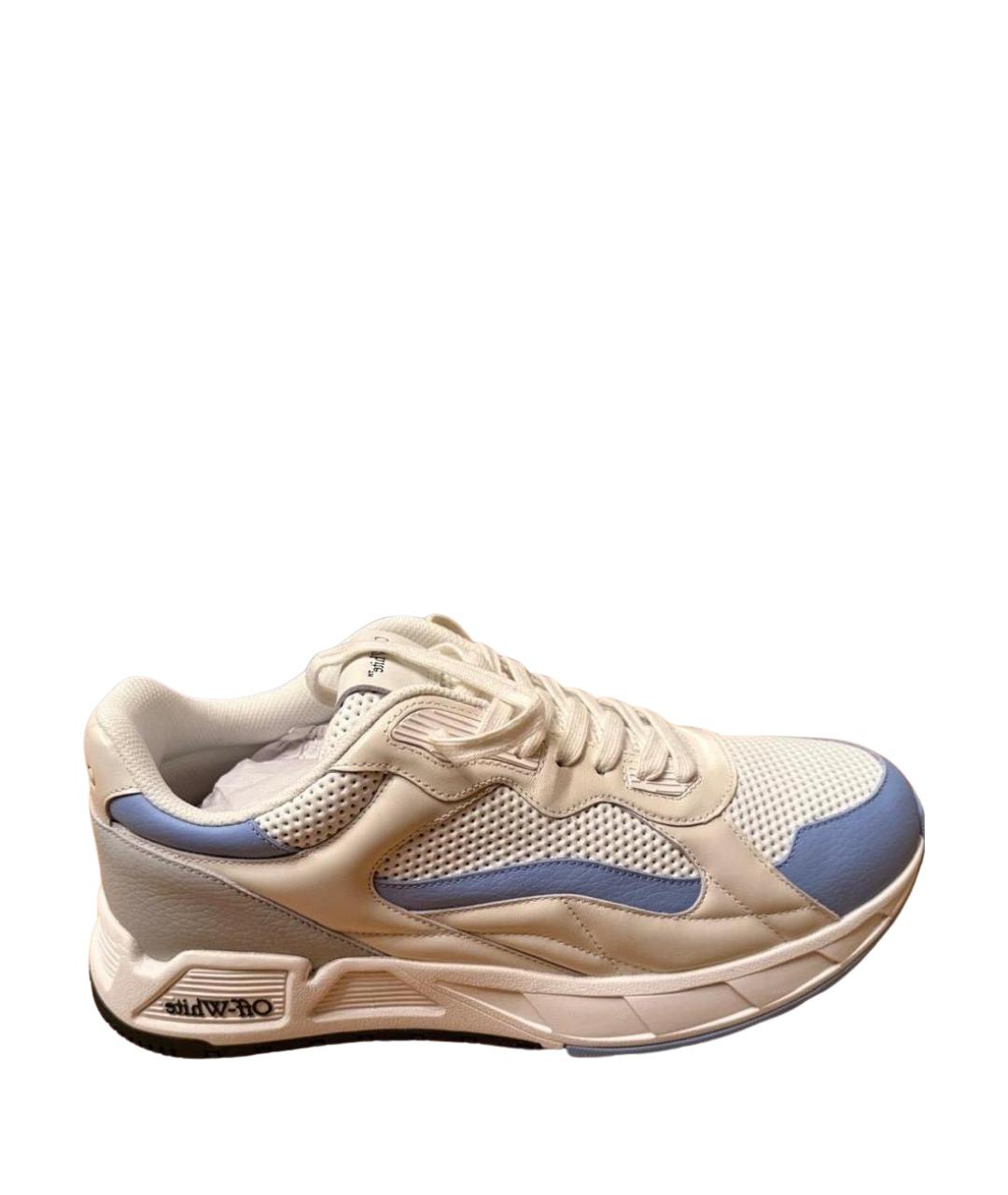 OFF-WHITE Бирюзовые кожаные низкие кроссовки / кеды, фото 1