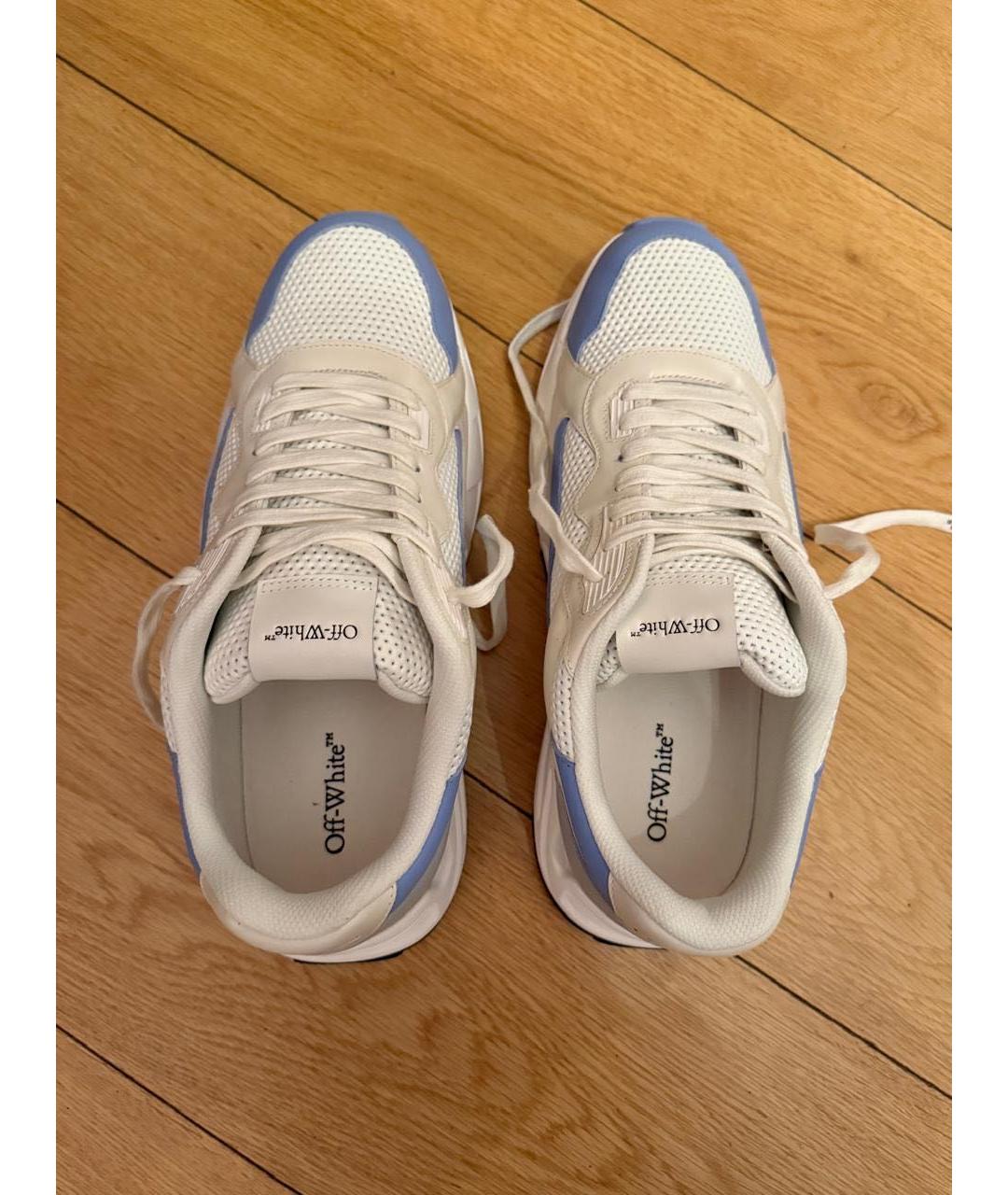 OFF-WHITE Бирюзовые кожаные низкие кроссовки / кеды, фото 3