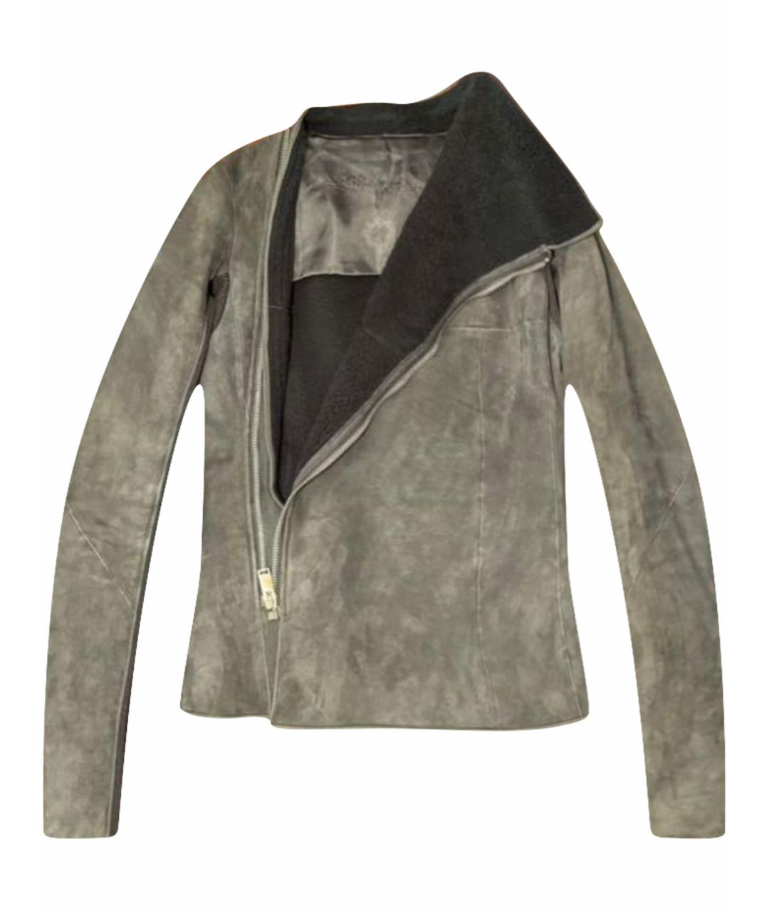 RICK OWENS Хаки кожаная дубленка, фото 1