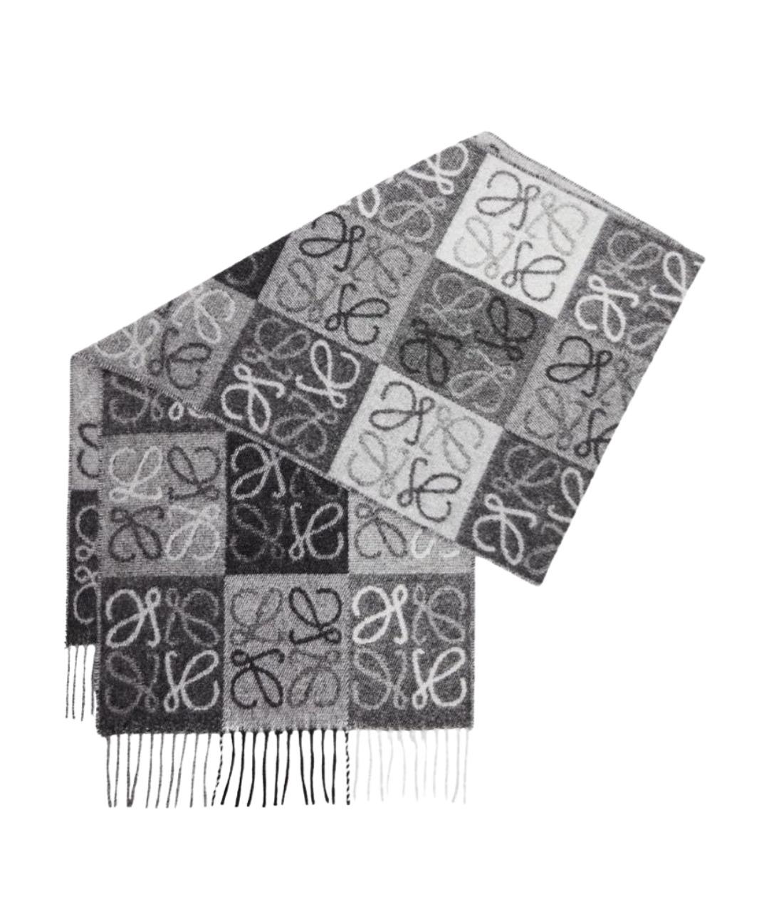 LOEWE Серый кашемировый шарф, фото 1