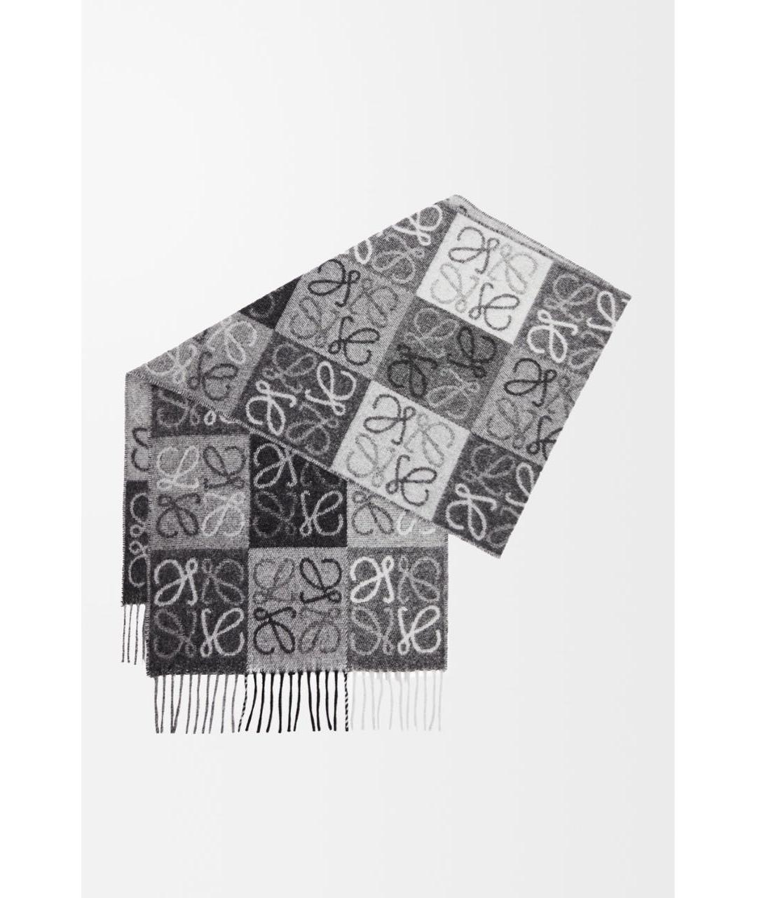 LOEWE Серый кашемировый шарф, фото 4