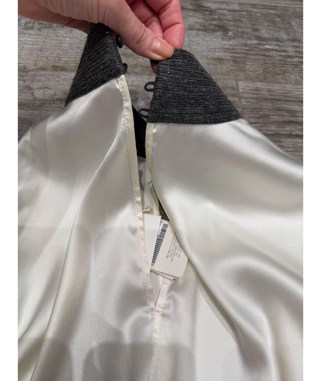 BRUNELLO CUCINELLI Белая шелковая блузы, фото 2