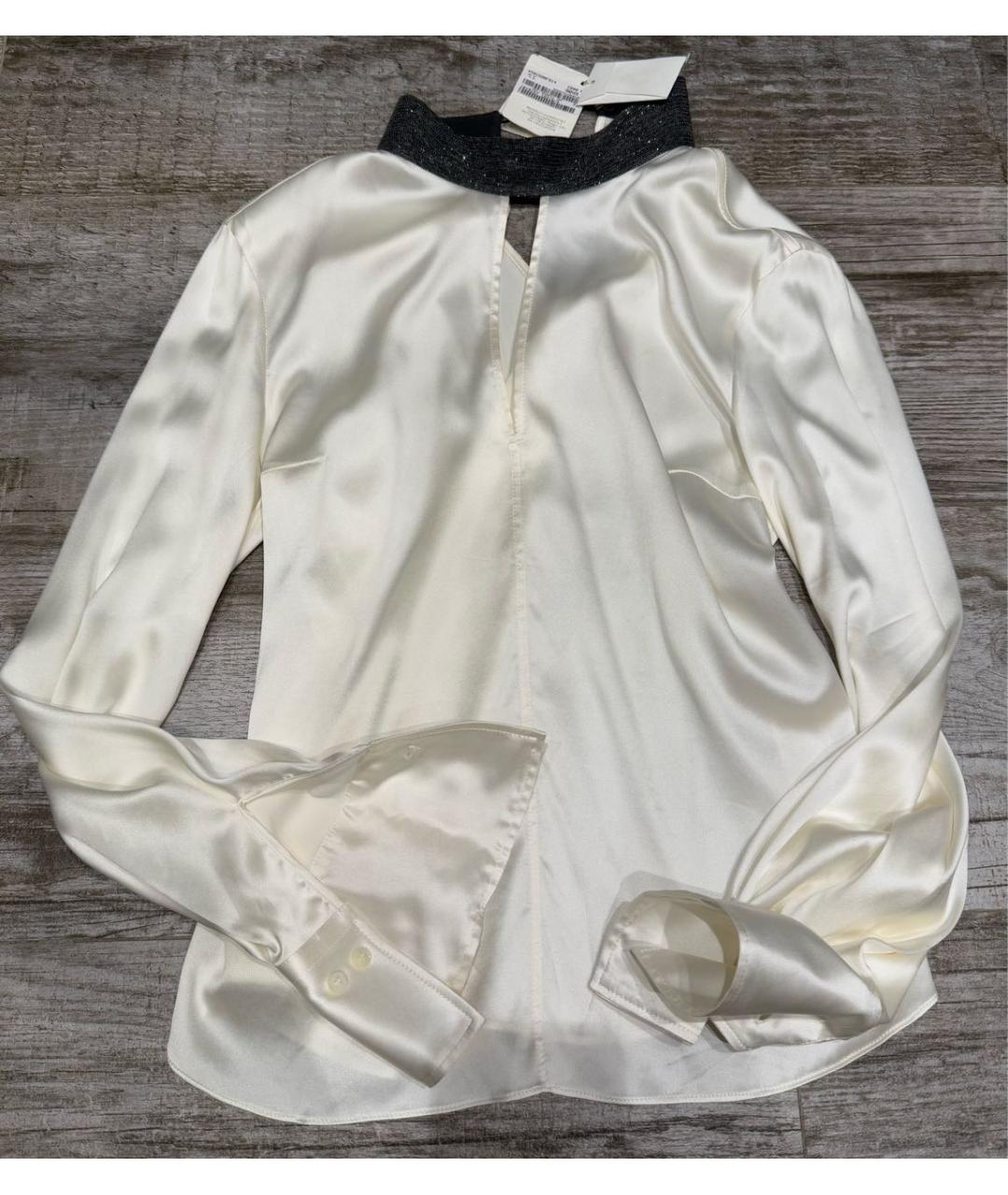 BRUNELLO CUCINELLI Белая шелковая блузы, фото 6