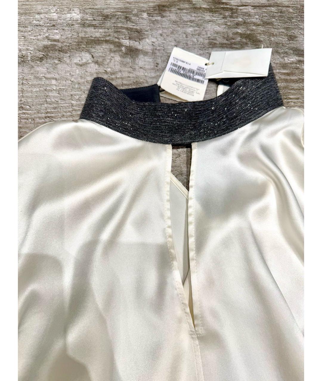 BRUNELLO CUCINELLI Белая шелковая блузы, фото 3
