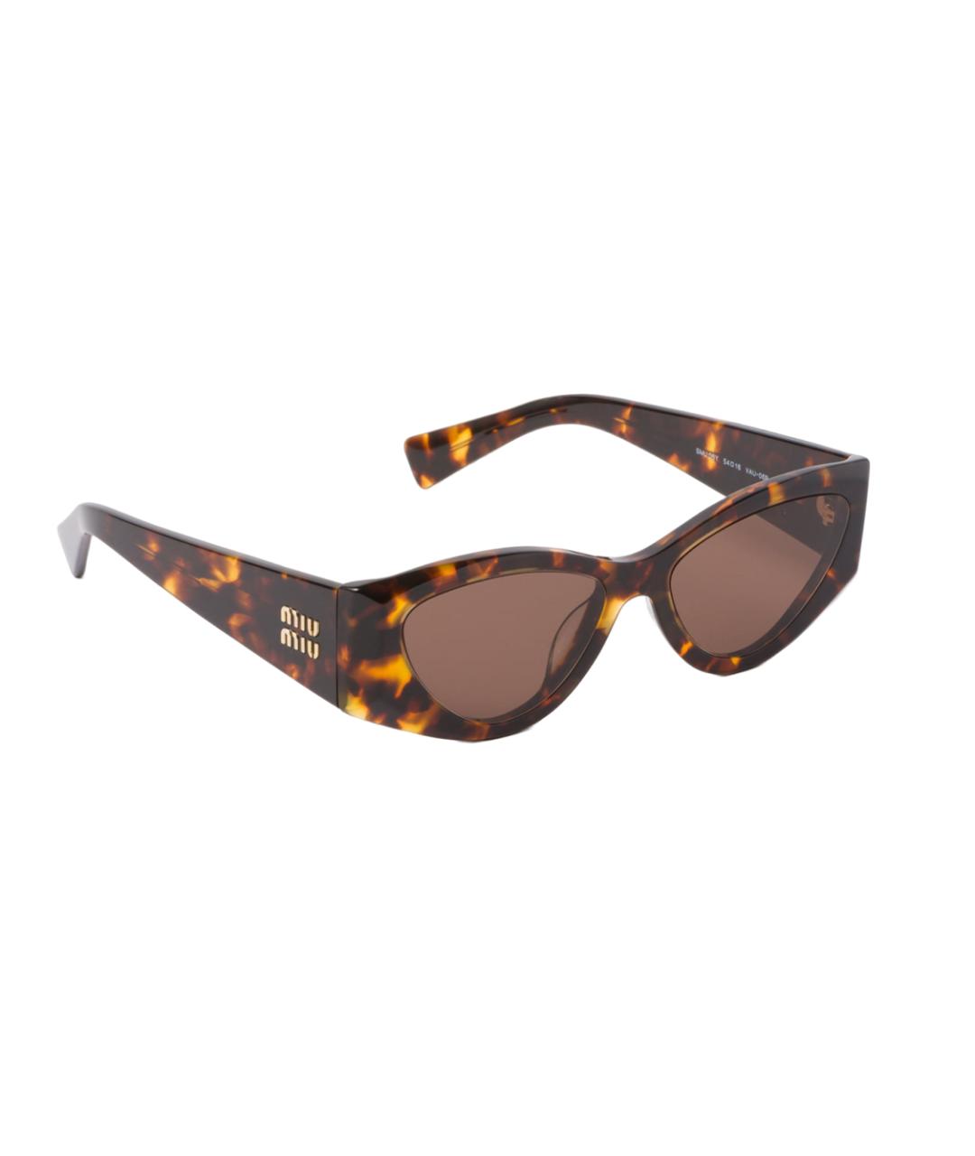 MIU MIU Коричневые пластиковые солнцезащитные очки, фото 2