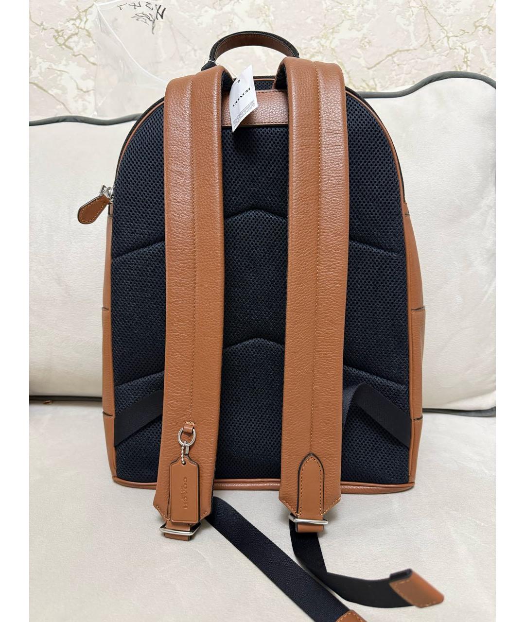 COACH Коричневый кожаный рюкзак, фото 6
