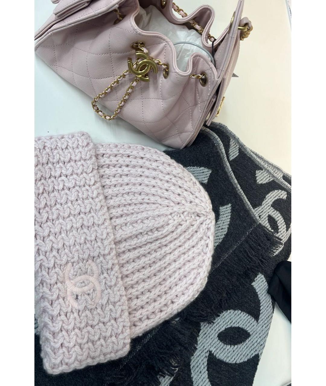 CHANEL Розовая шерстяная шапка, фото 2