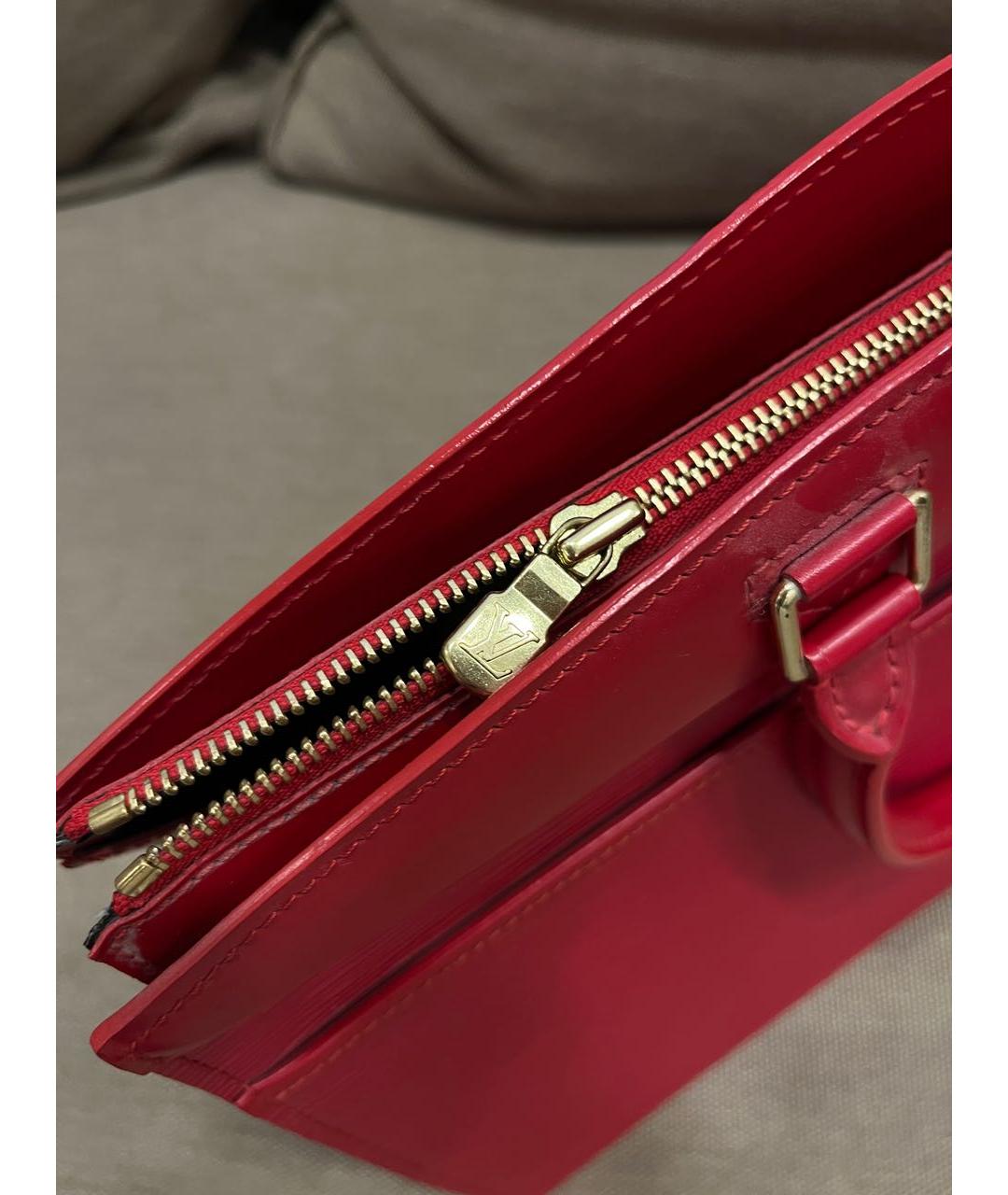 LOUIS VUITTON Красная кожаная сумка с короткими ручками, фото 6