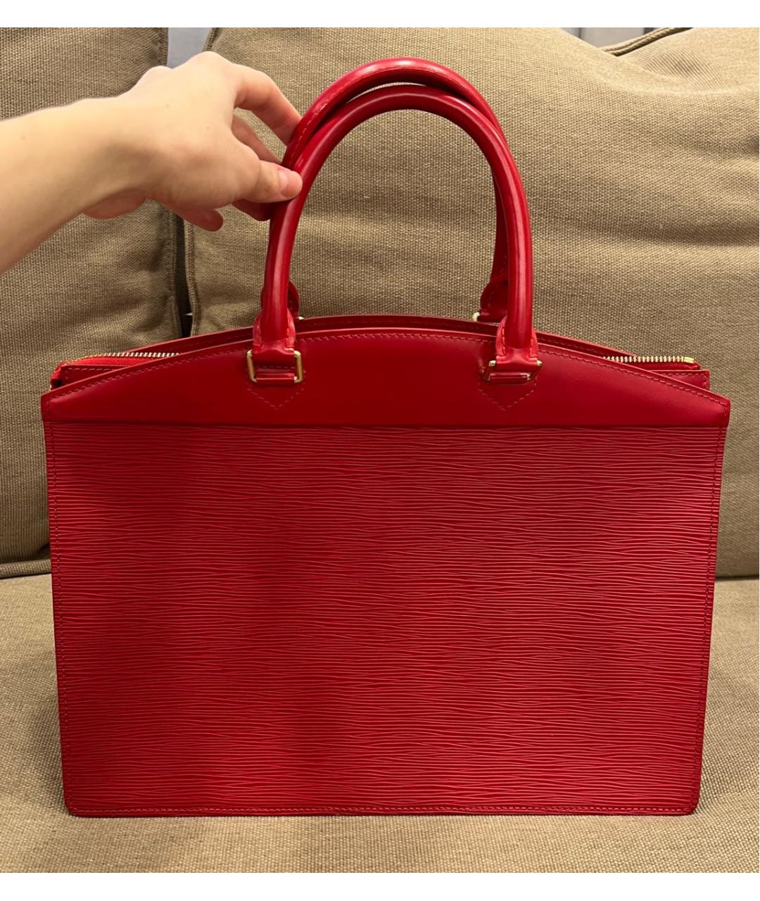 LOUIS VUITTON Красная кожаная сумка с короткими ручками, фото 4