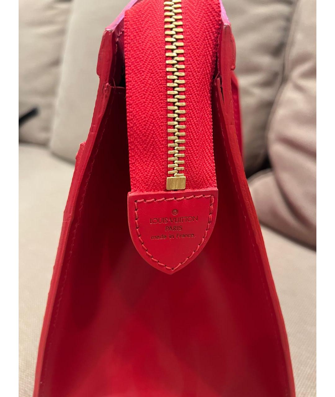 LOUIS VUITTON Красная кожаная сумка с короткими ручками, фото 7