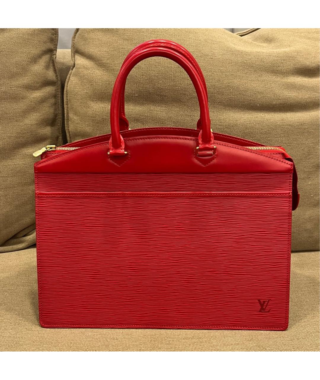 LOUIS VUITTON Красная кожаная сумка с короткими ручками, фото 8