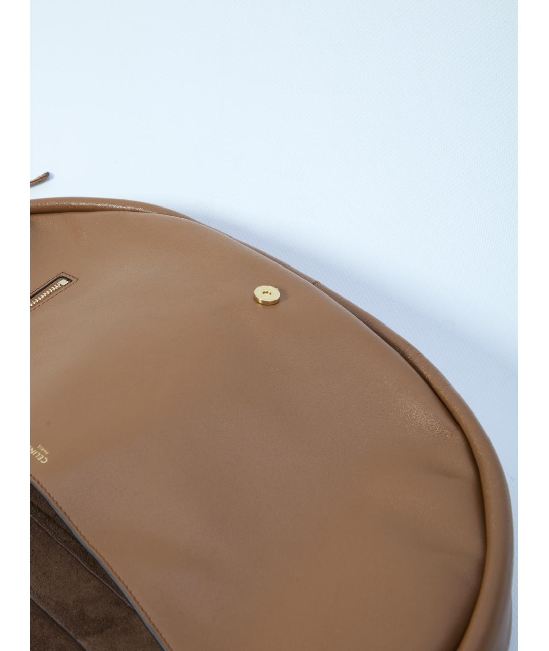 CELINE Коричневая кожаная сумка через плечо, фото 3