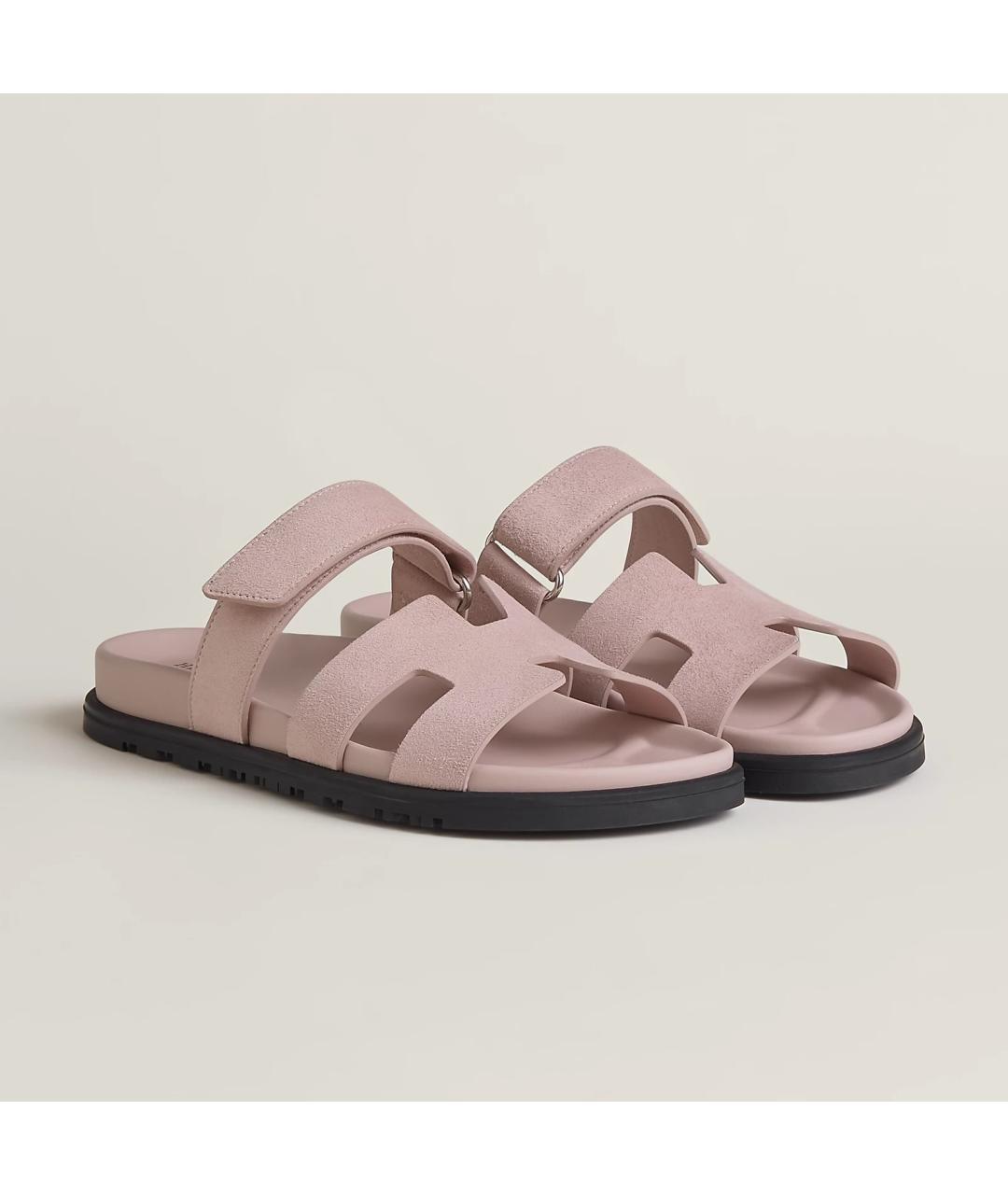 HERMES Розовые кожаные сандалии, фото 2