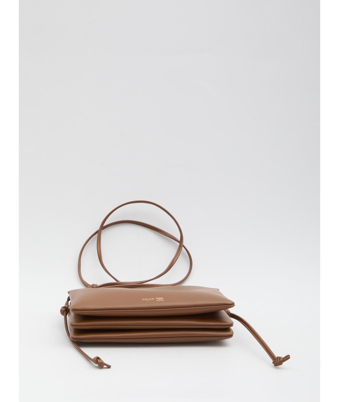CELINE Коричневая кожаная сумка через плечо, фото 4