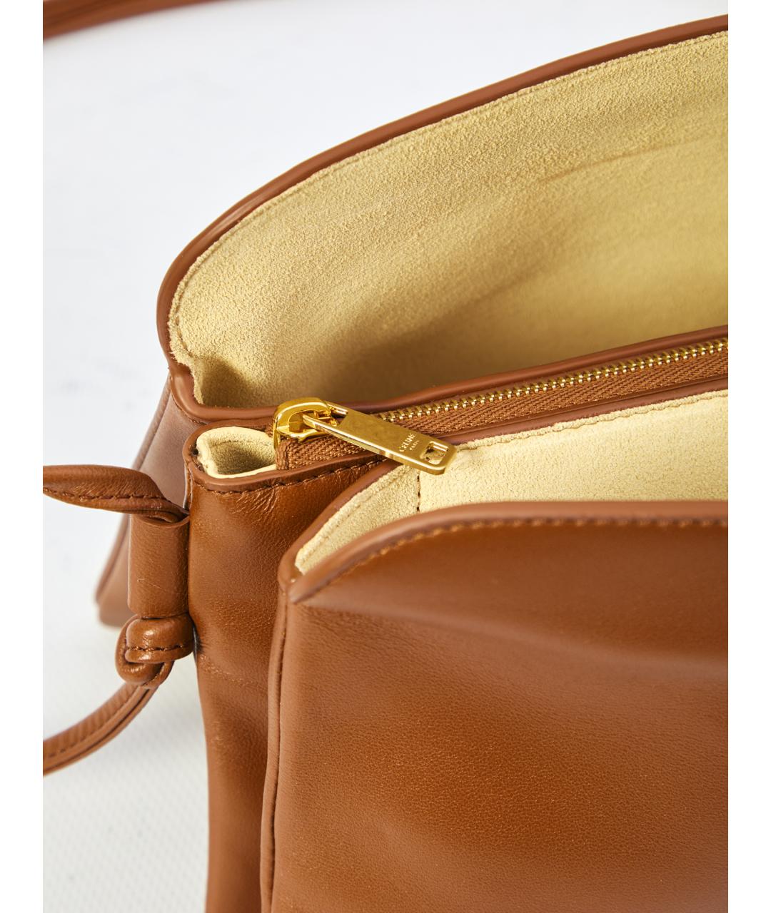 CELINE Коричневая кожаная сумка через плечо, фото 5