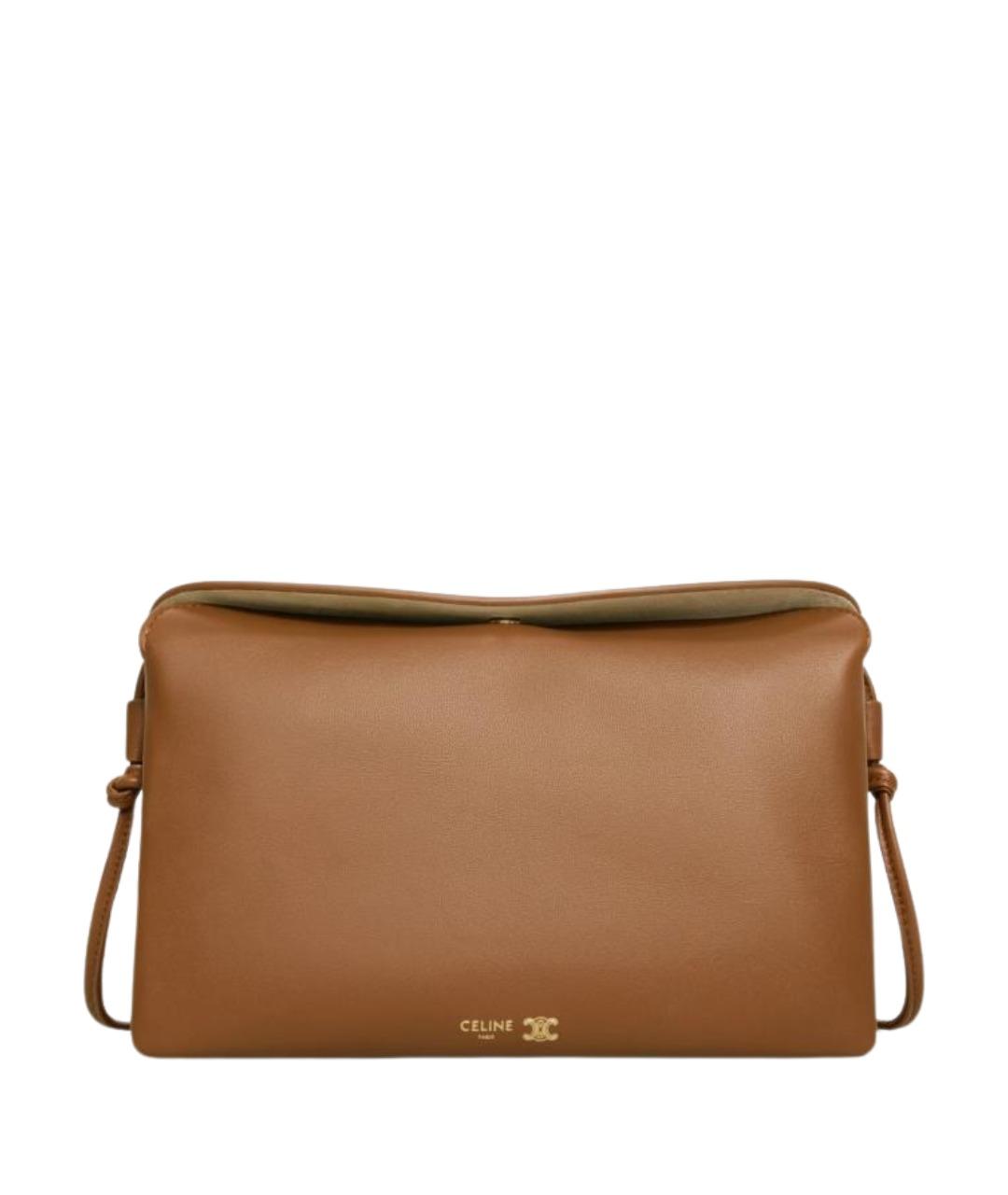 CELINE Коричневая кожаная сумка через плечо, фото 1