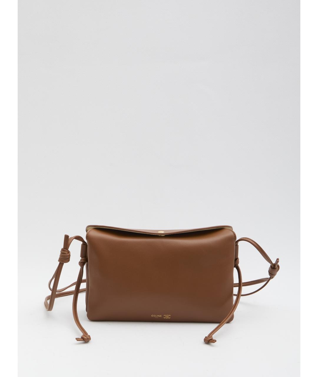 CELINE Коричневая кожаная сумка через плечо, фото 2
