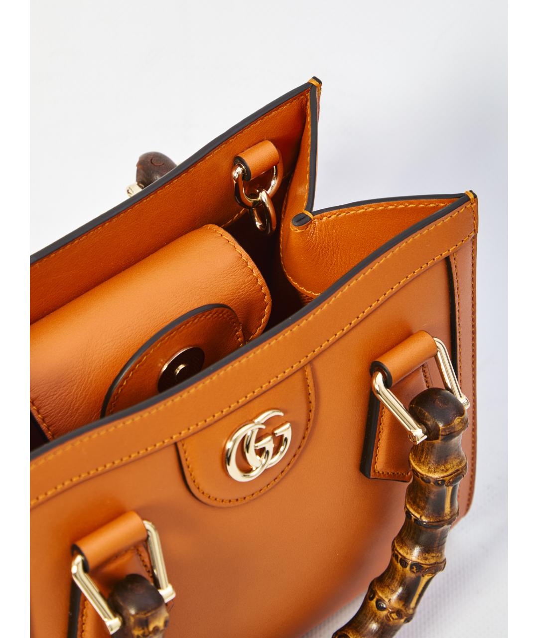 GUCCI Оранжевая кожаная сумка через плечо, фото 4