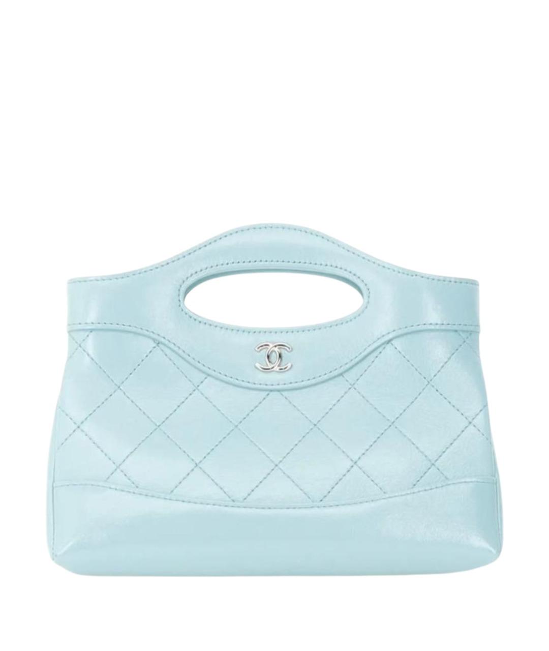 CHANEL Голубая кожаная сумка с короткими ручками, фото 1