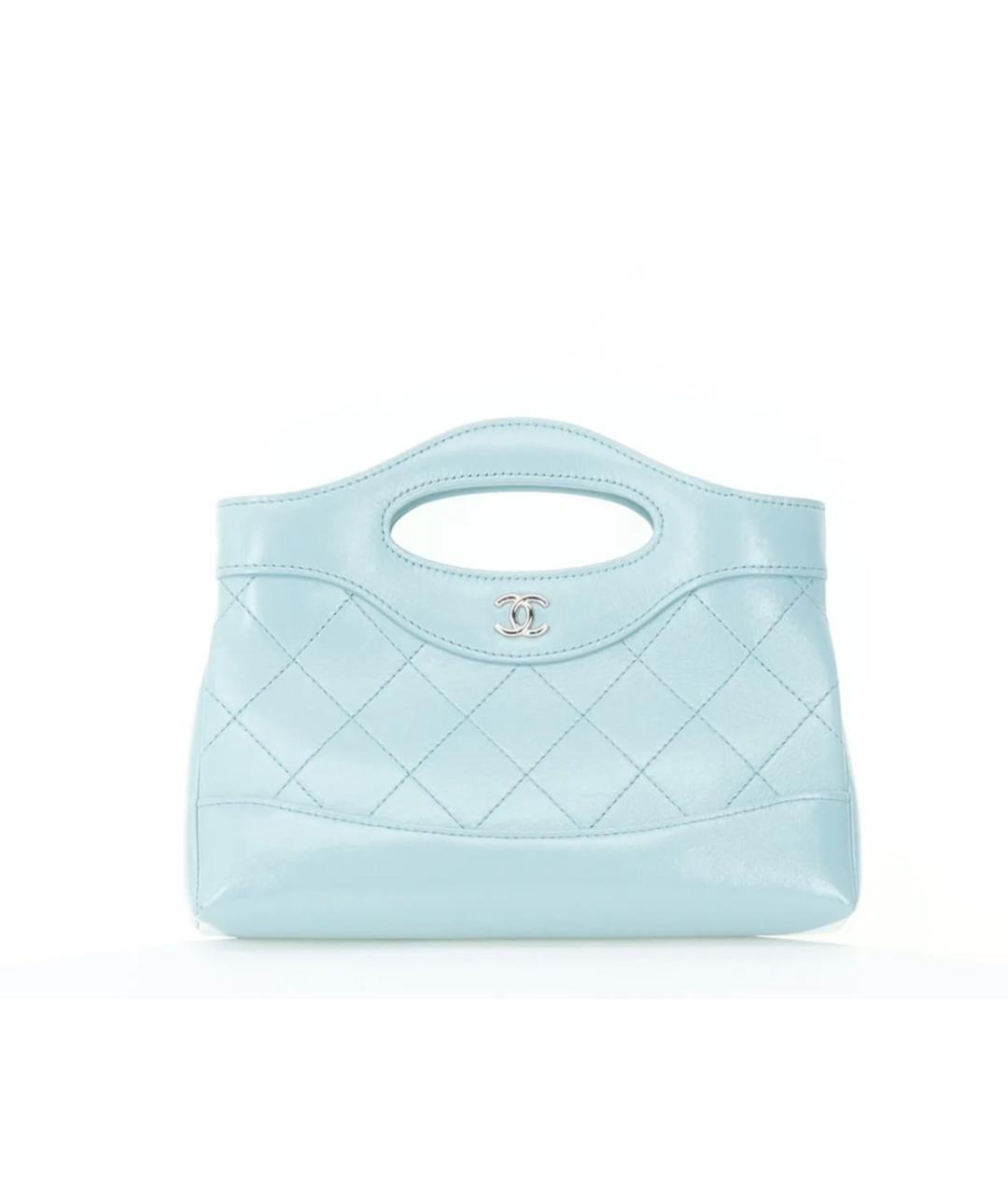 CHANEL Голубая кожаная сумка с короткими ручками, фото 9