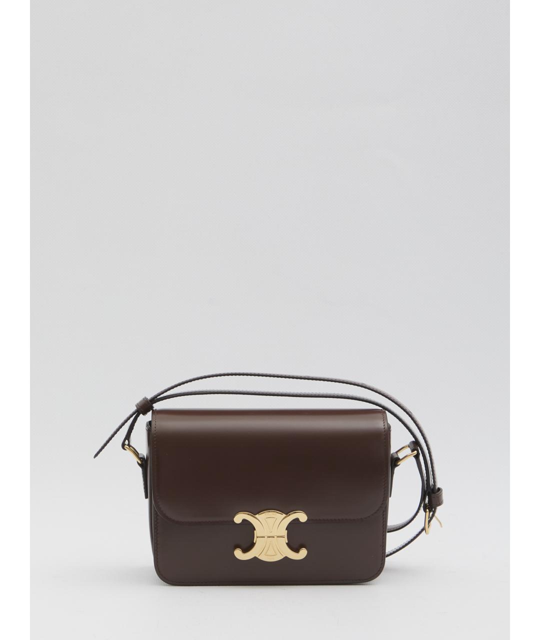 CELINE Коричневая кожаная сумка через плечо, фото 2