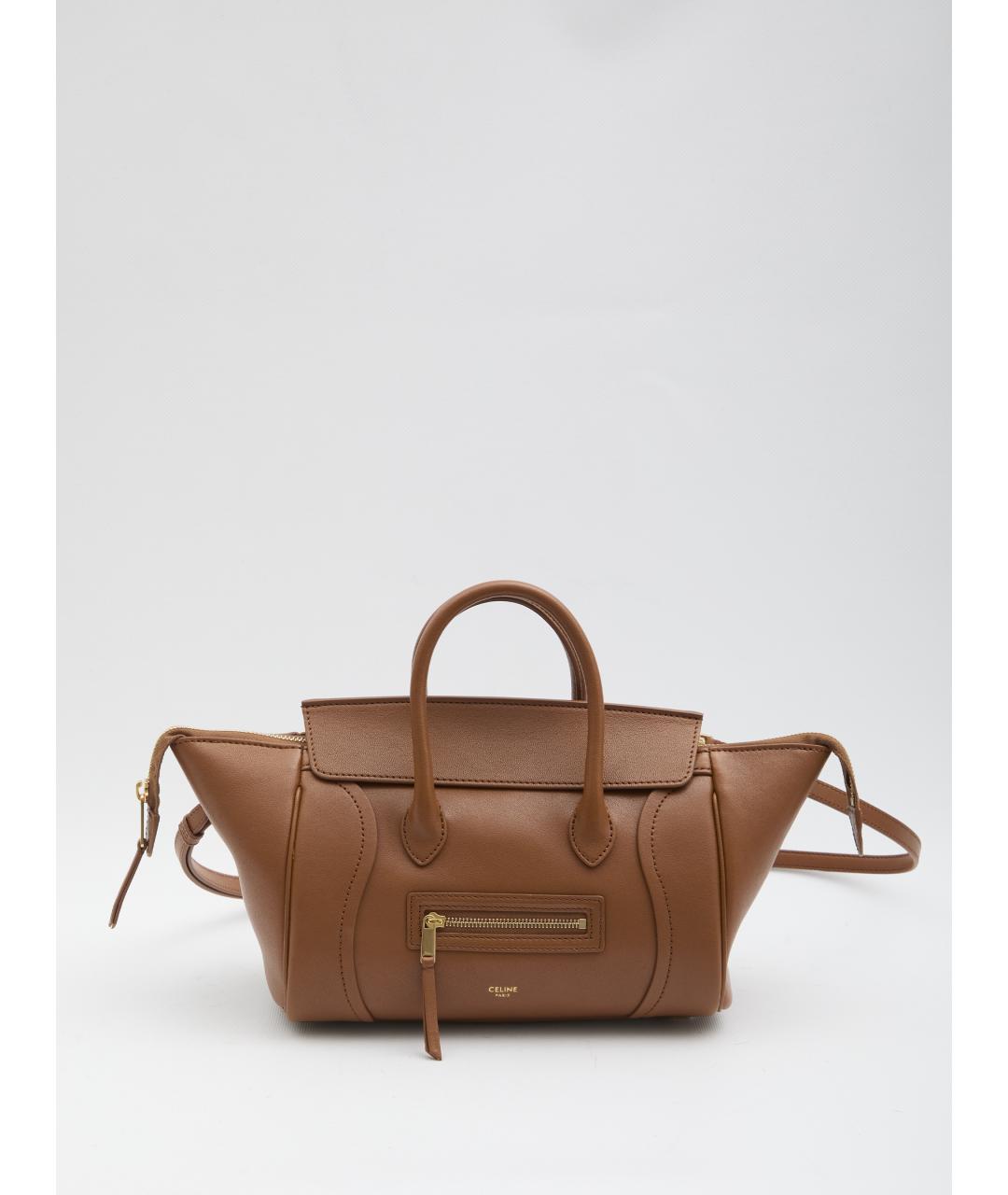 CELINE Коричневая кожаная сумка тоут, фото 2