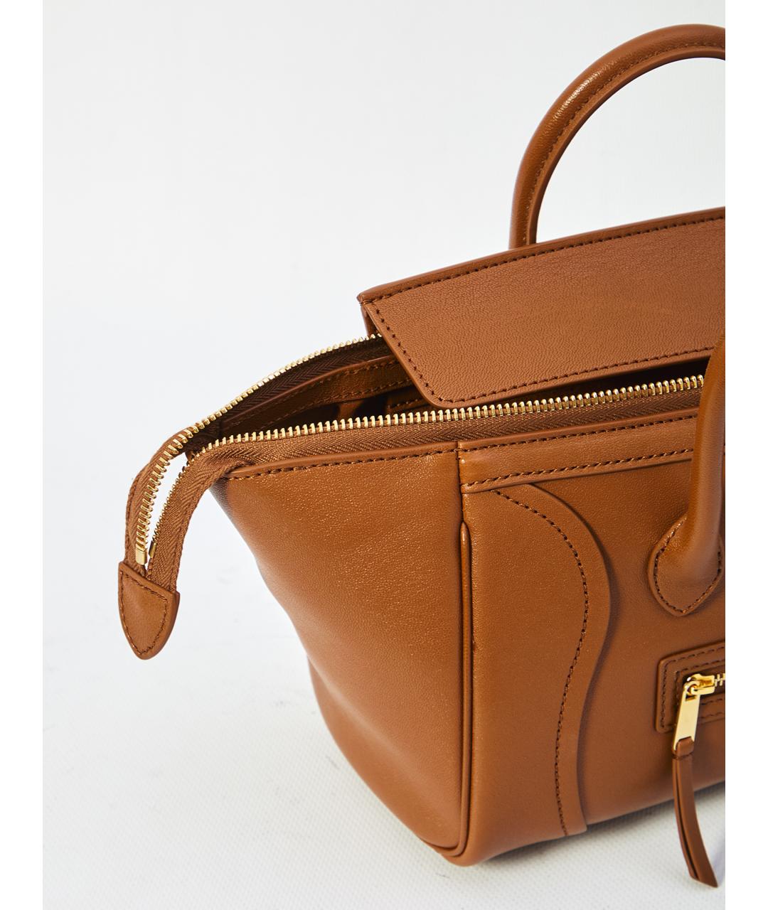 CELINE Коричневая кожаная сумка тоут, фото 5