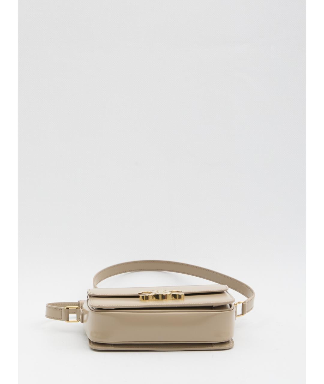 CELINE Бежевая кожаная сумка через плечо, фото 4