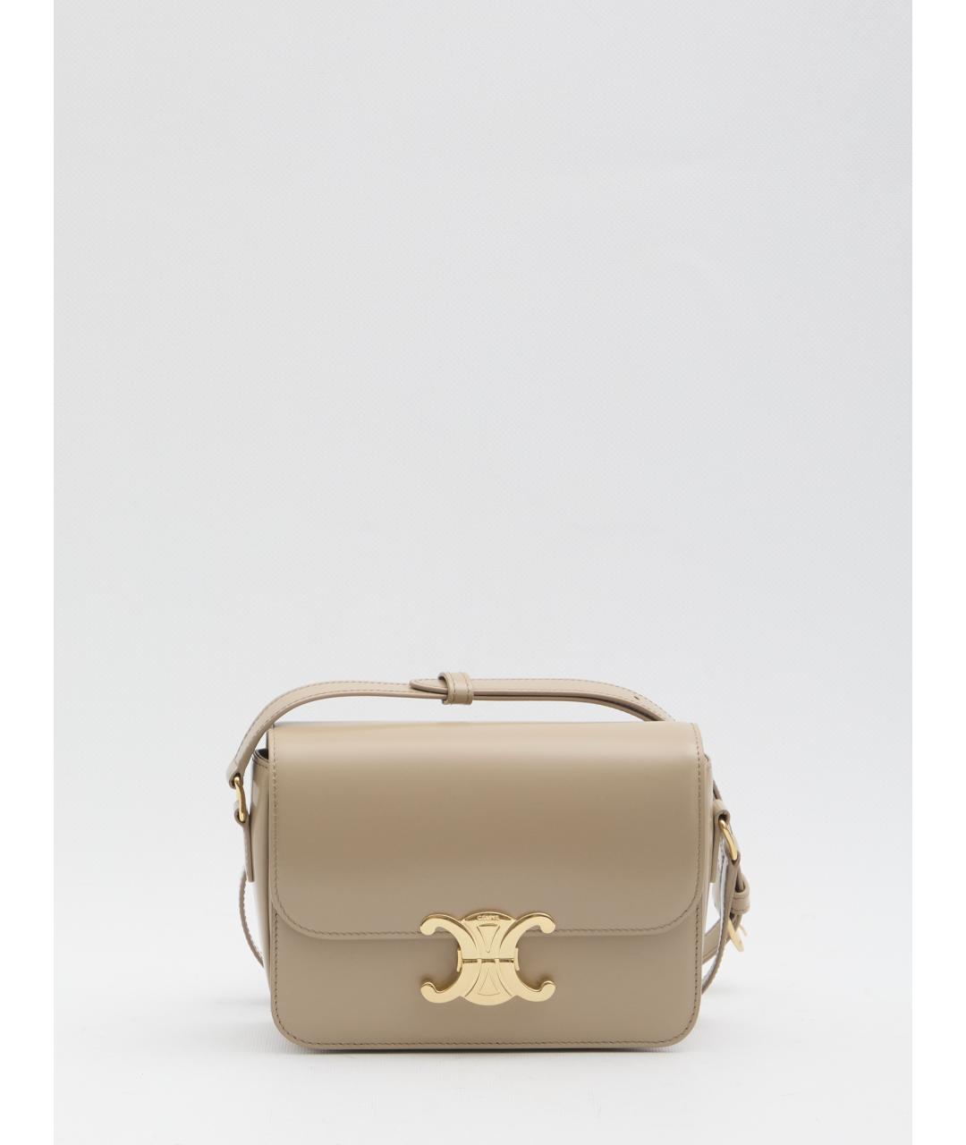 CELINE Бежевая кожаная сумка через плечо, фото 2