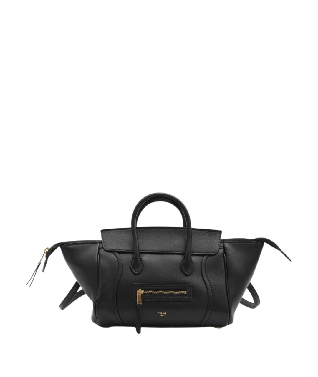 CELINE Черная кожаная сумка тоут, фото 2