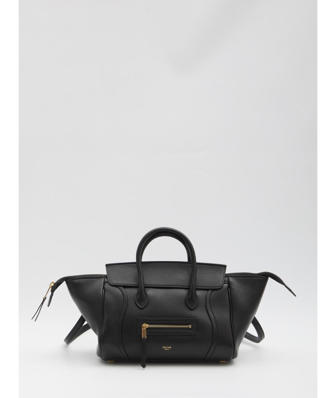 CELINE Черная кожаная сумка тоут, фото 2