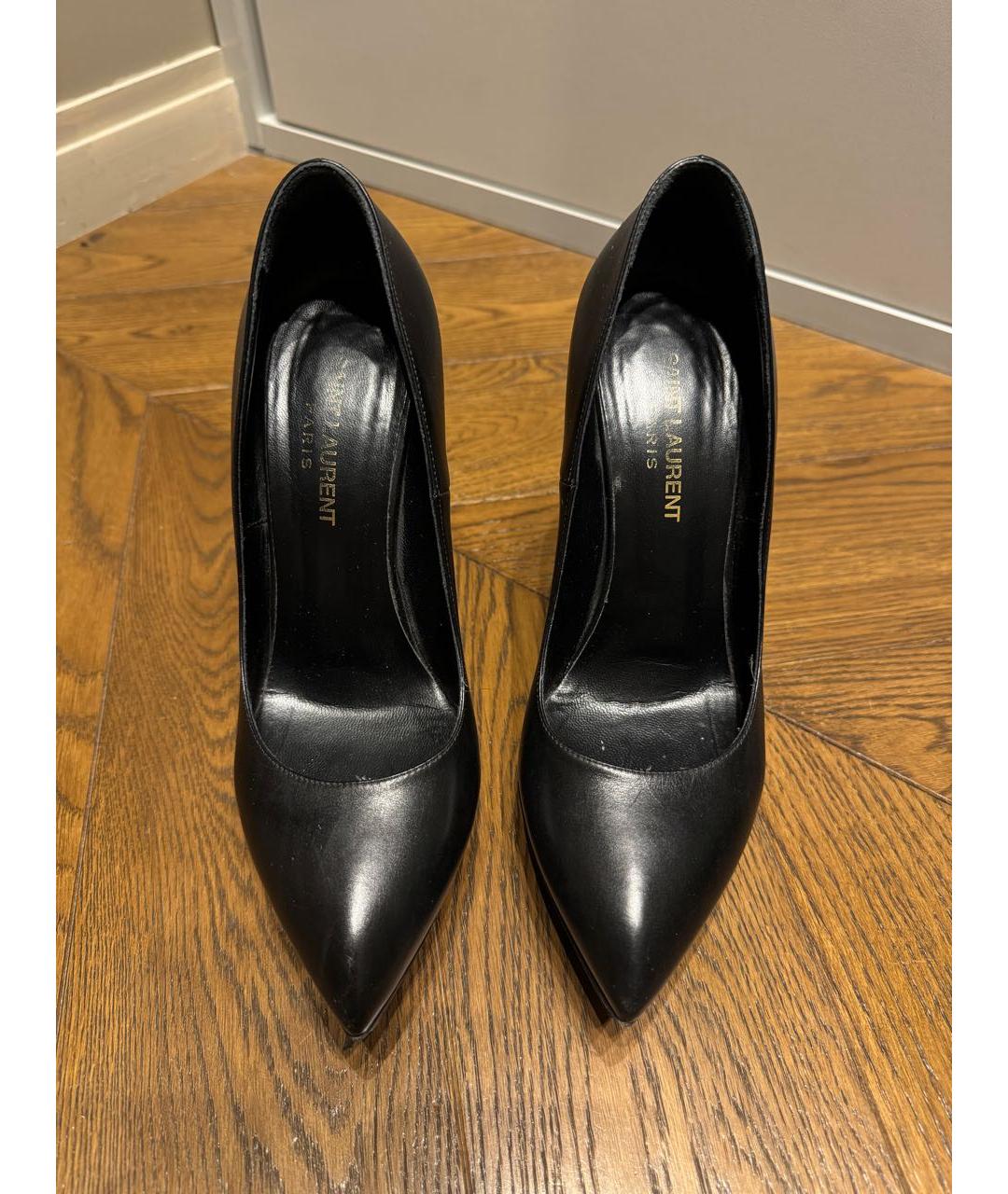 SAINT LAURENT Черные кожаные туфли, фото 2