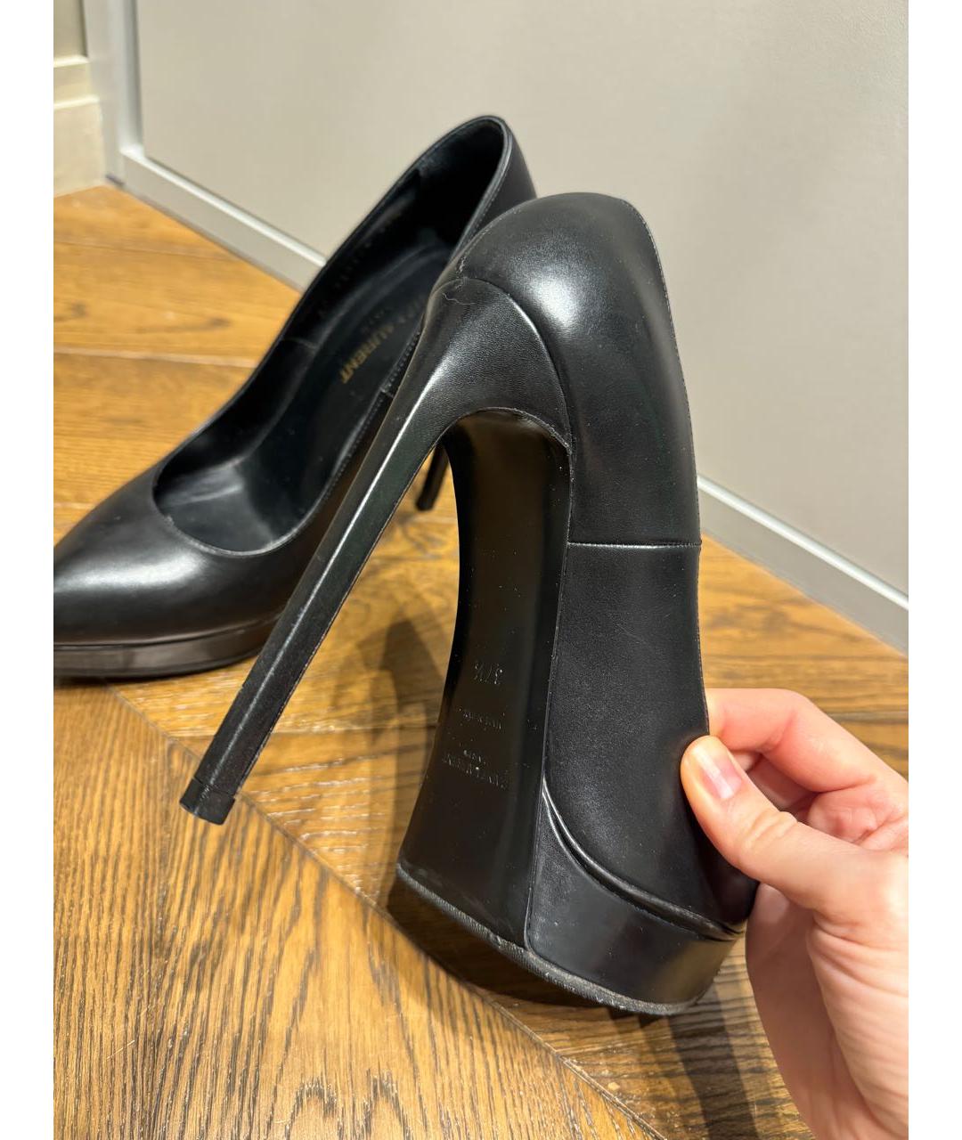 SAINT LAURENT Черные кожаные туфли, фото 7