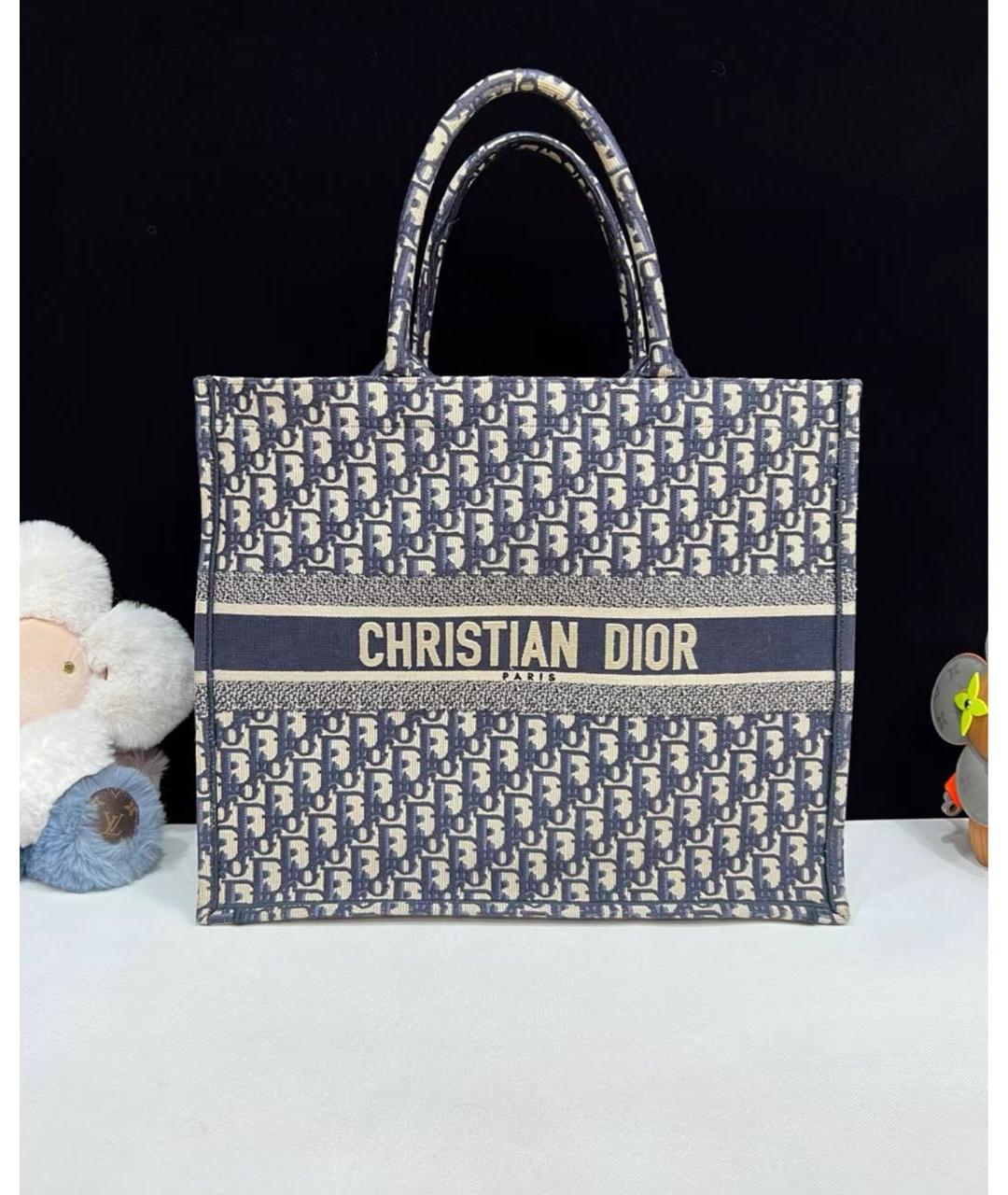 CHRISTIAN DIOR Синяя жаккардовая сумка с короткими ручками, фото 2