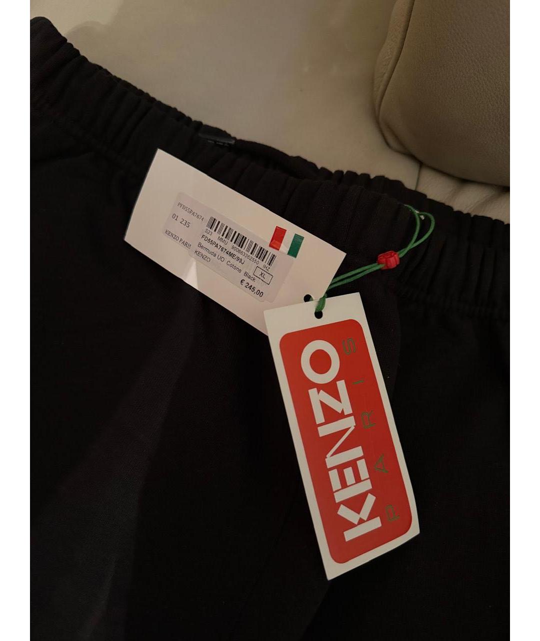 KENZO Черные хлопковые шорты, фото 8