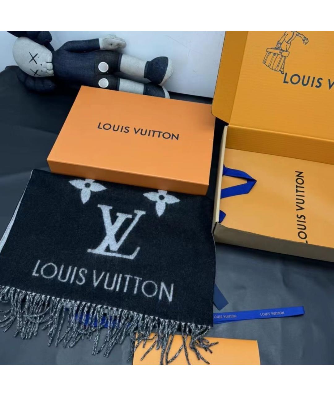 LOUIS VUITTON Черный шарф, фото 3